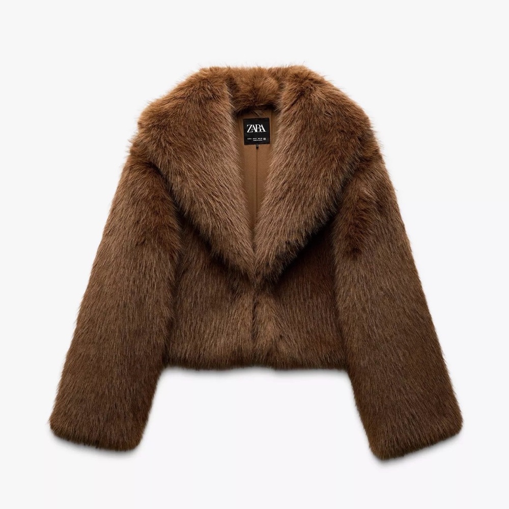 Zara short faux fur coat NWOT